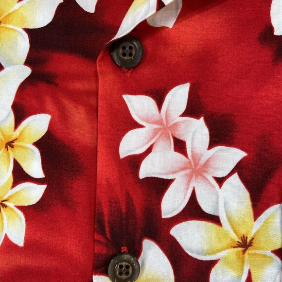 VTG Men's Hawaiian Shirt Sz L 100% Cotton Button Up Aloha Red Made in Hawaii - Picture 5 of 7